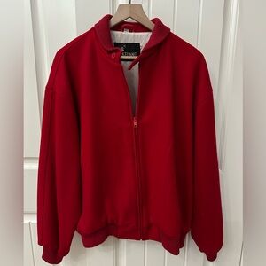 Vintage Red Wool Blend Zip-Up Jacket by Lakeland sz 40 L/XL Classic Preppy